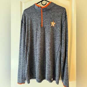 Houston Astros Men's Heathered Blue and Orange Quarter-Zip Pullover